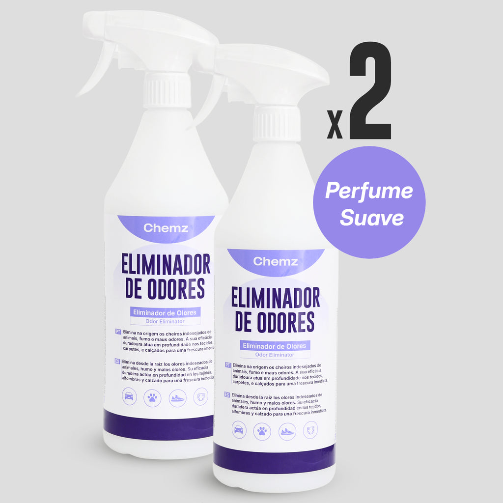 Chemz - Eliminador de Odores PERFUMADO Profissional - Odores de Animais, Urina, Carpetes, Sofás, Tecidos, Sapatos. - 1000ml  - PACK 2 UNIDADES