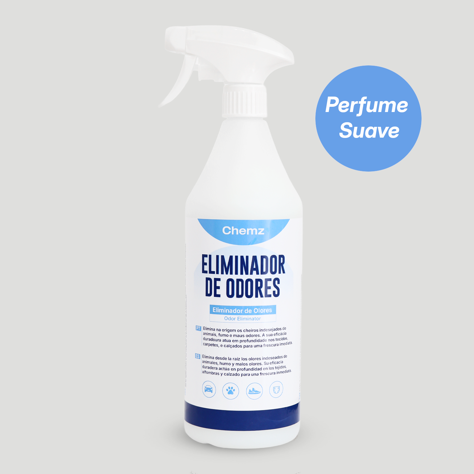 Chemz - Eliminador de Odores Profissional PERFUMADO - Odores de Animais, Urina, Carpetes, Sofás, Tecidos, Sapatos. - 1000ml