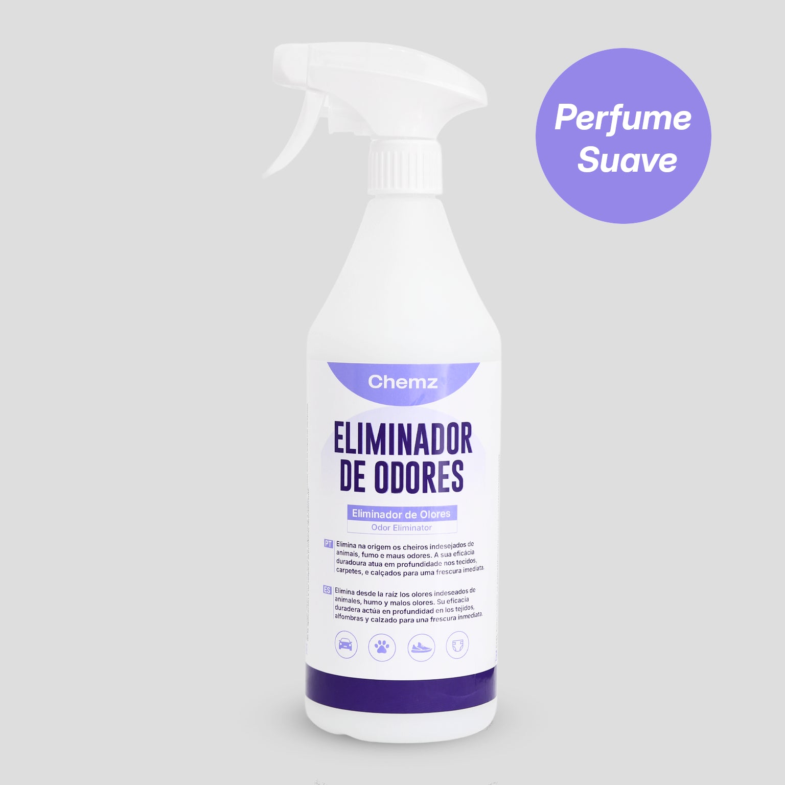 Chemz - Eliminador de Odores Profissional PERFUMADO - Odores de Animais, Urina, Carpetes, Sofás, Tecidos, Sapatos. - 1000ml