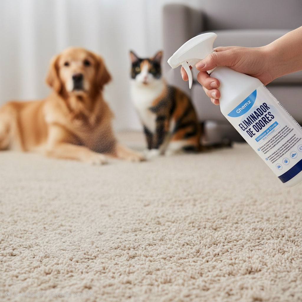 Chemz - Eliminador de Odores SEM PERFUME Profissional - Odores de Animais, Urina, Carpetes, Sofás, Tecidos, Sapatos. - 1000ml